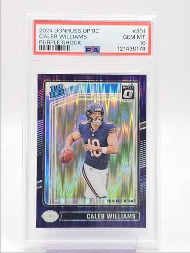 CALEB WILLIAMS 2024 DONRUSS OPTIC RATED ROOKIE PURPLE SHOCK RC PSA 10 Q0004