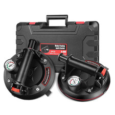 2x 8" Vacuum Suction Cup for Glass Tile 400kg Lifter Sucker with Pressure Gauge