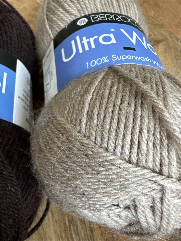 2 hilos Berroco ultra lana (1) marrón #33115 y (1) bronceado #33103 ~ 3,5 oz superlavado YNW Foto 3 de 4