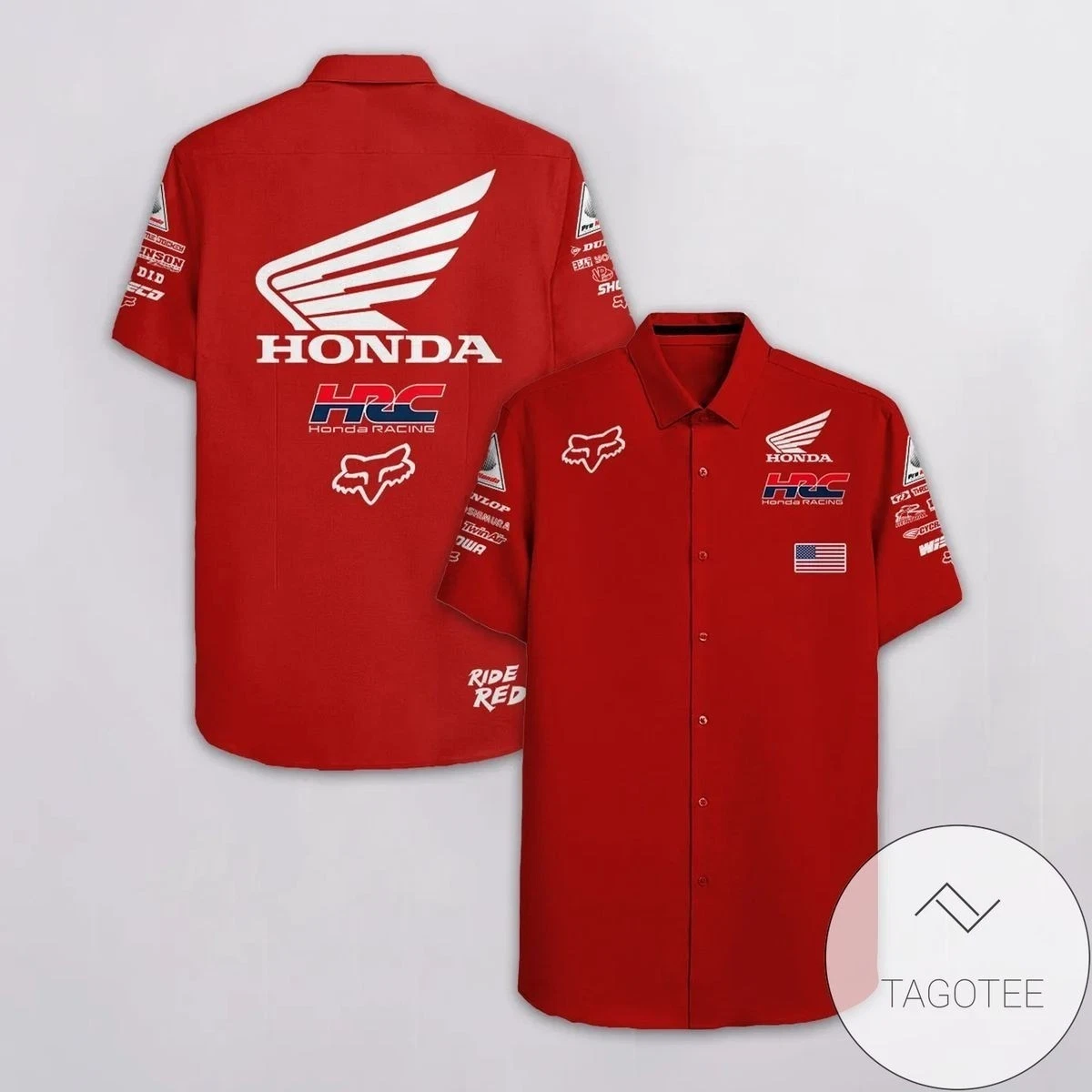 Men Honda Motor Racing Printed Button Shirt