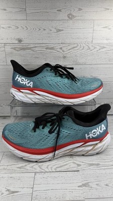Hoka One One Clifton 8 Mens 12D RTAR Blue Red Running Shoes Sneaker #79