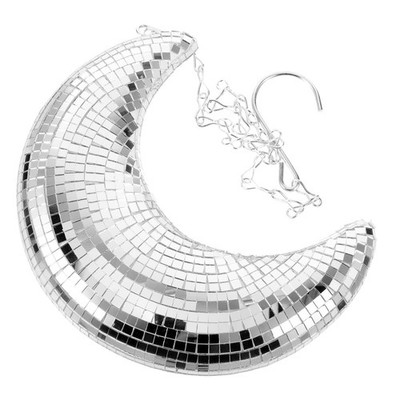Angoily Retro Disco Moon Pendant 24 Inch Reflective Hanging Wall Decor Mirror...