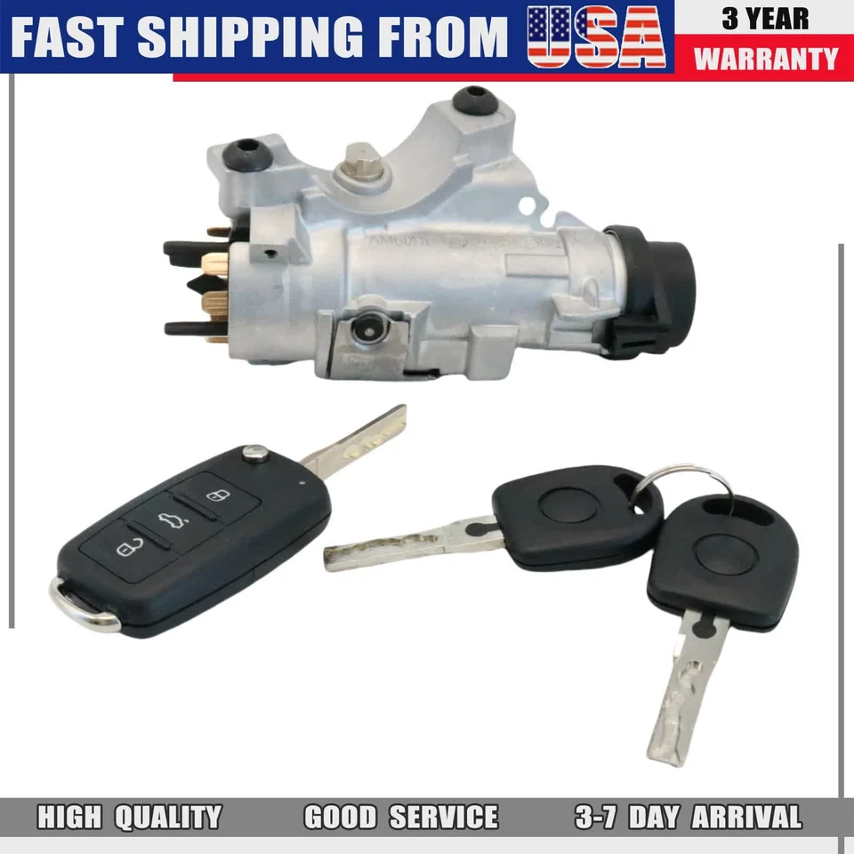4B0905851P For VW 2001-05 Passat Ignition Lock Cylinder Assembly W/ Key Shells - Imagem 3 de 4