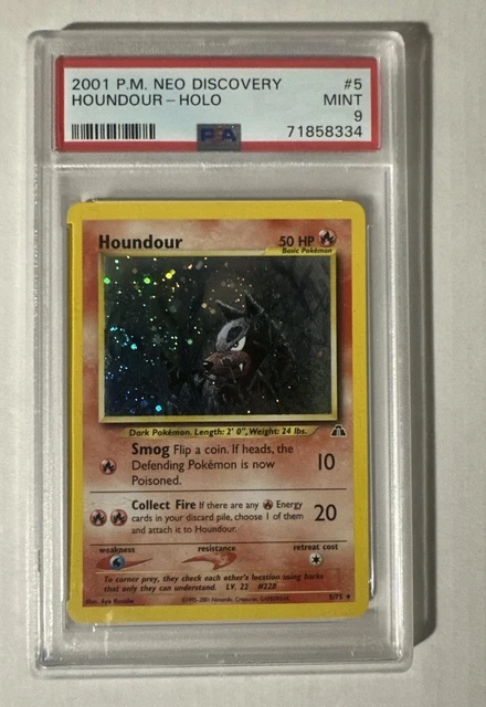 2001 Pokemon Neo Discovery Houndour 5 Holo PSA 9