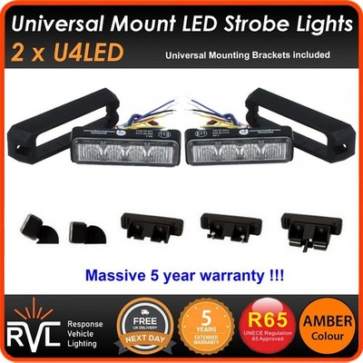 2 x Bernstein Universal Halterung 4 LED Grill Stroboskop Lichter Recovery Lightbar Leuchtfeuer 12 V
