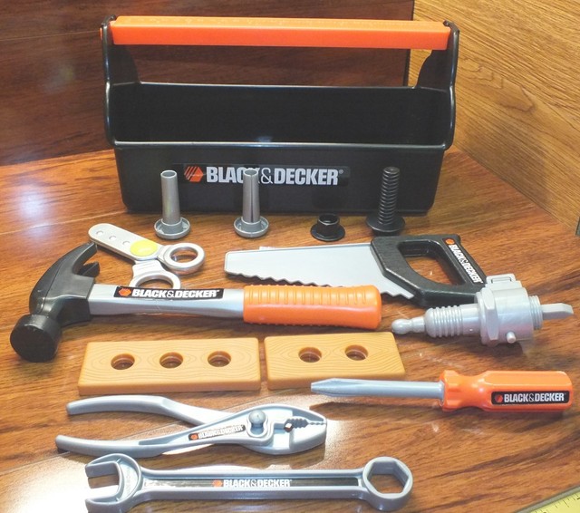 Black and Decker Tool Box Kids Play Pretend Gift Set Kit Toy (Hammer Saw Wrench) | eBay