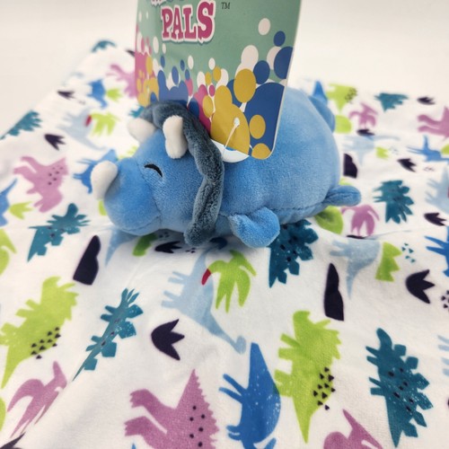 Smoochy Pals Baby Security Blanket with Plush Dinosaur, Blue, Nunu Lovey, L30 - Picture 2 of 4