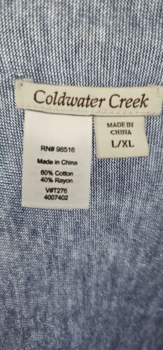Coldwater Creek Cardigan Size L/XL Duster Long Vest Blue Open Front Sleeveless - Picture 6 of 11