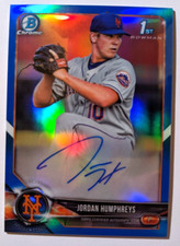 2018 BOWMAN CHROME 1ST BOWMAN BLUE REFRACTOR AUTO JORDAN HUMPHREYS 015/150 (K)