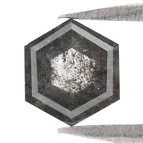 0.58 CT Natural Loose Hexagon Cut Diamond 5.70 MM Salt And Pepper Diamond NQ2453 - Afbeelding 8 van 8