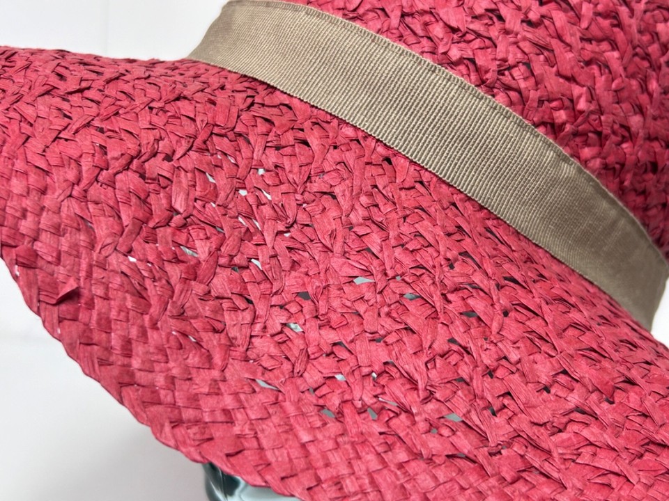 ICAS, Made in ITALY Lovely Soft Red Woven Sun Hat Lightweight eBay