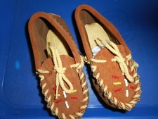 Moccasin suede leather slipper child boys girls size M loafer With Color BEADS