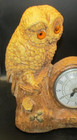 Vintage Chalkware Double Owl TV Mantle Clock Full Working Condition Lanshire — photo 3