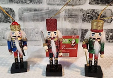 Glittery Wooden Nutcracker Christmas Tree Ornaments Set Of 3 Holiday Rite Aid