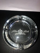 Vintage Advertising Glass Ashtray-Hilton Hotels Around The World