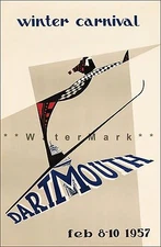 Ski Dartmouth 1957 Winter Carnival New Hampshire Vintage Poster Print Sports Art