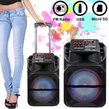 Portable 12''/15" Bluetooth Speaker Heavy Bass Sound Party Speaker FM AUX w/ Mic