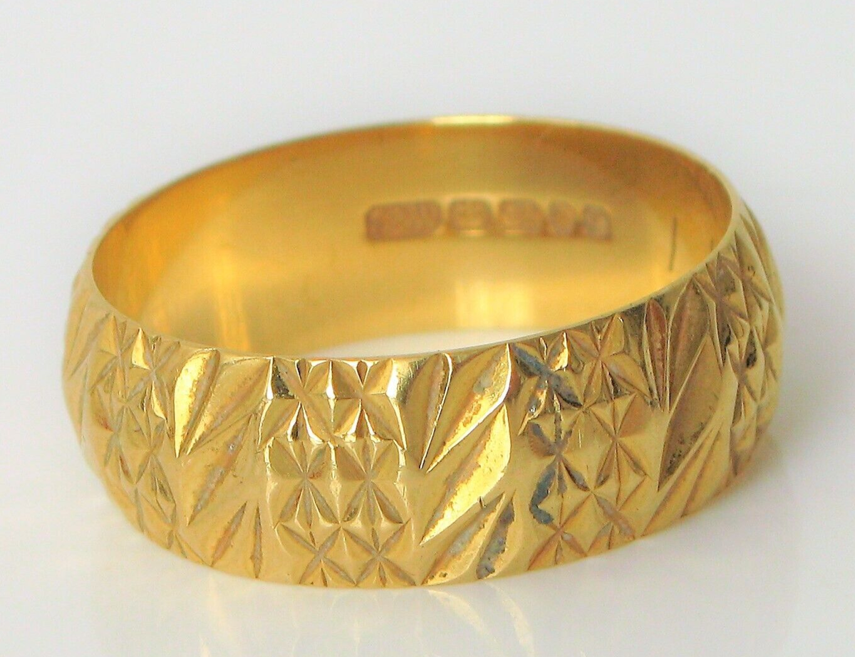 18K ヴィンテージリング 1927 DATED FABULOUS DESIGNER SIGNED S&W 18K GOLD FINE WEDDING BAND