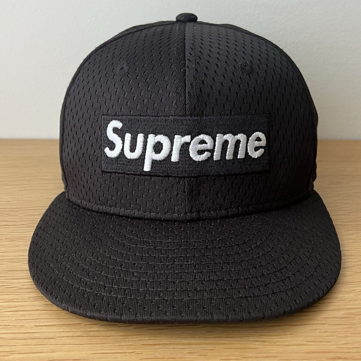Supreme x New Era Mesh Black Box Logo 7 1/8 Fitted Hat Cap Supreme x New Era Mesh Black Box Logo 7 1/8 Fitted Hat Cap
