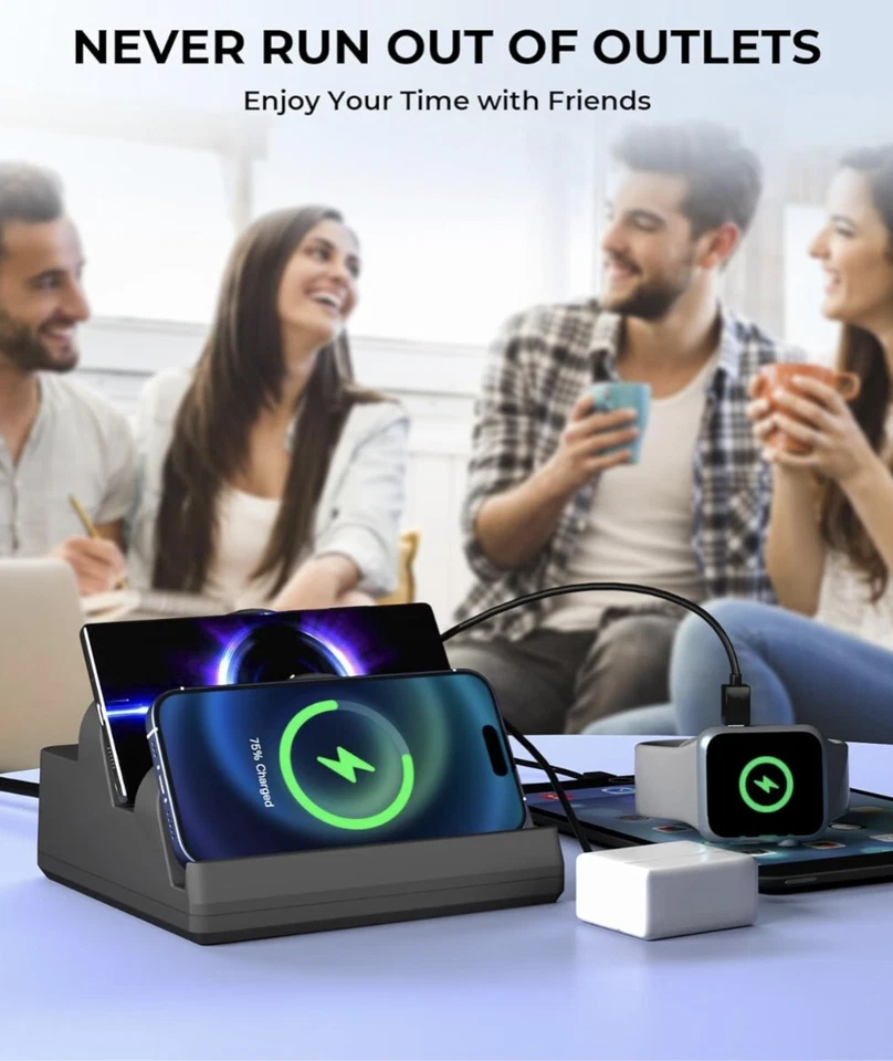 Multi-Charging Dock Wireless Cellphone Charger Station for iPhone Samsung 8-in-1 - Image 4 of 4
