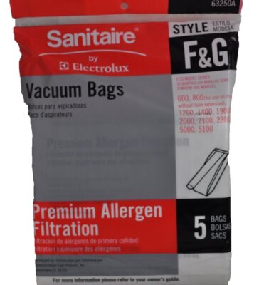 Sanitaire Style F G Premium Allergen Filtration Vacuum Bags 5 Pack White