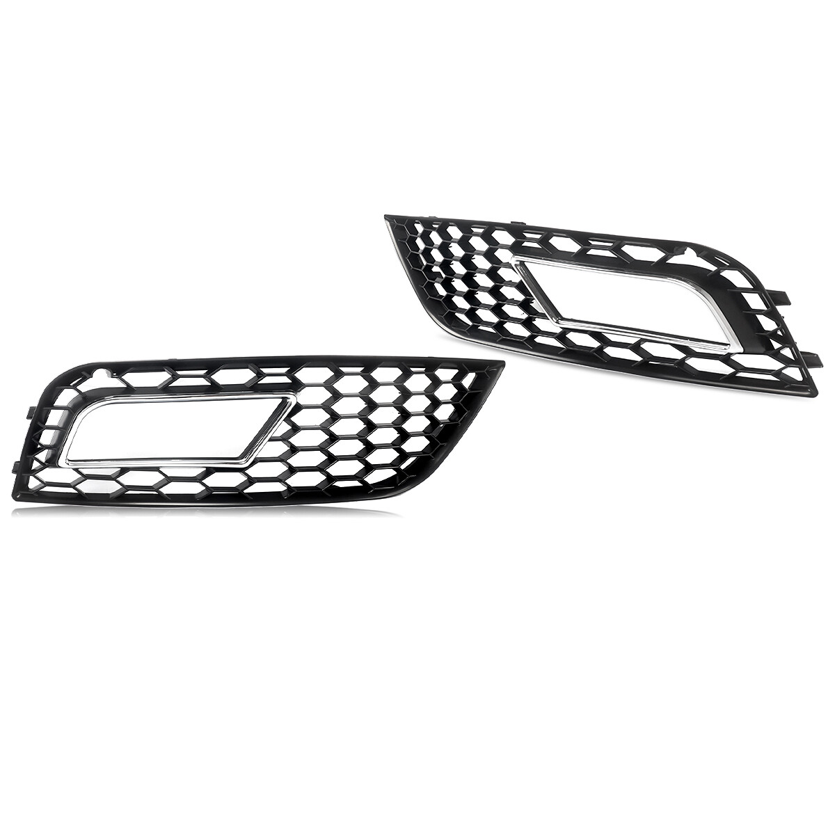 Pair Honeycomb Style Fog Light Cover For 2013-2016 Audi A4 B8.5 Standard Bumper