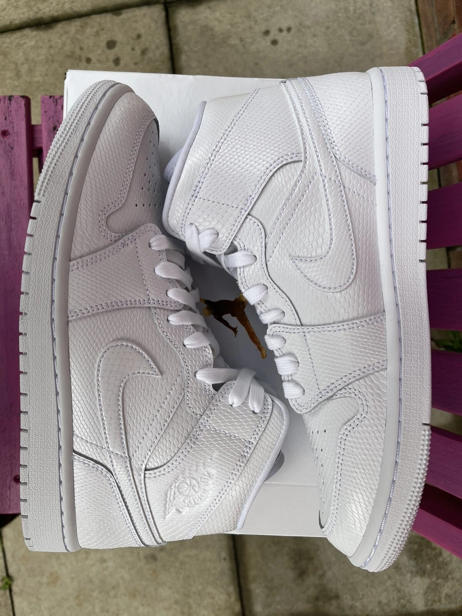 Air Jordan 1 Mid White Snakeskin Size 6 UK EUR 40 Free Shipping
