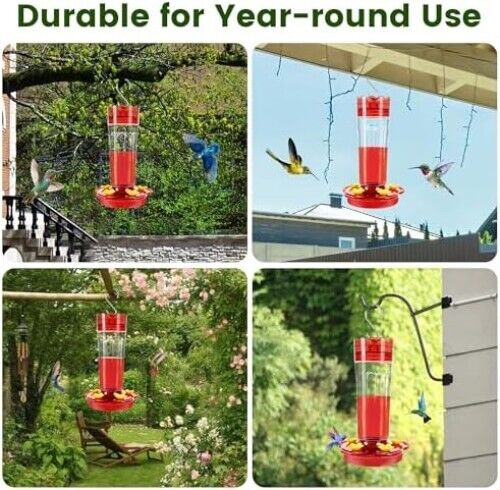 Plastic Hummingbird Feeders for Outdoors Hanging Ant and Bee Proof, 2 Pack 15 Ou - Picture 7 of 7