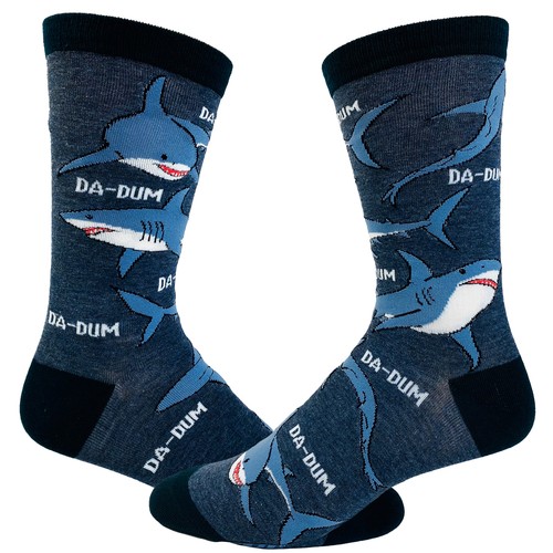 Men's Shark Da-Dum Socks Funny Shark Movie Theme Song Ocean Beach Vaction