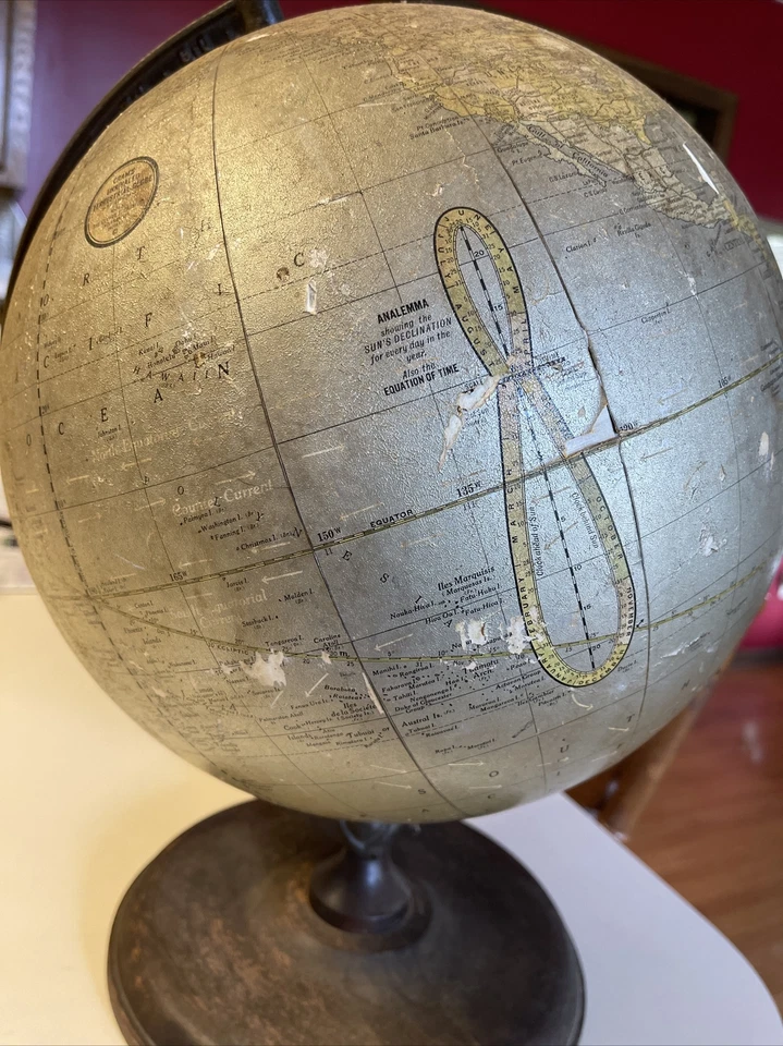 Cram’s 12" Unrivaled Terrestrial Globe; By George F. Cram Co. Ind. PRICE SLASHED - Image 3 of 4