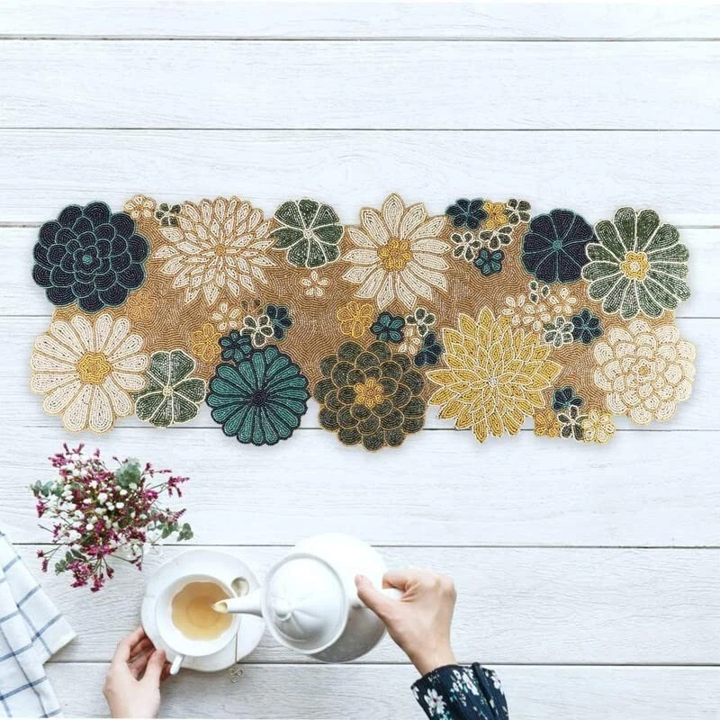 Handcrafted Beaded Table Runner for Center and Dinning Table 13 X 36 Inches - Image 2 of 4