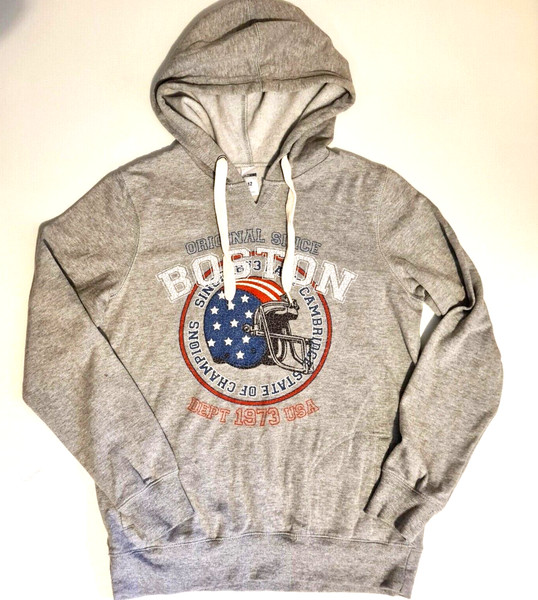 Girl Express Grey Ladies Boston Hoodie Sweat Shirt  Distressed Graphic Size 12