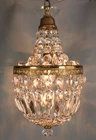 Antique French Empire Chandelier Hanging Lamp Crystals Beaded -Ships DDP to USA
