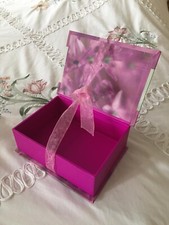 Gift Box Jewellery etc Empty Storage Pink, Purple Floral, Organza Ribbon 5"