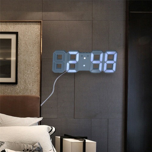 Digital 3D USB LED Wall/Desk Clock Digital Alarm Big Digits Auto Brightness UK - Picture 12 of 14