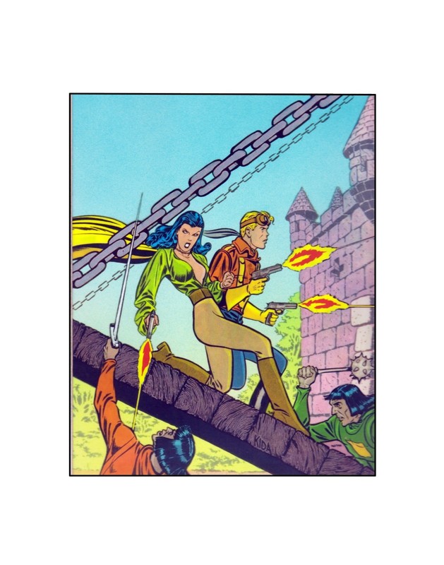 Airboy & The Valkyrie / Golden Age Hillman Comic book Sericel / Fred Kida