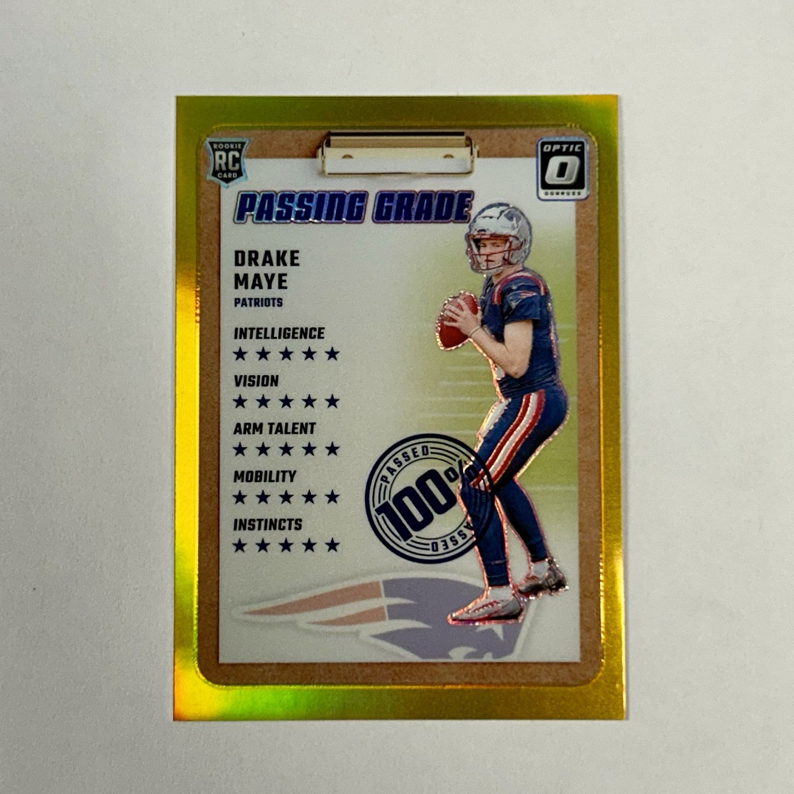 2024 Donruss Optic Drake Maye RC Rookie Passing Grade #4 Gold Prizm 05/10 SSP