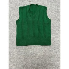 Sweater Vest Mens Size M Green Cable Knit V-Neck Sleeveless Pullover Preppy