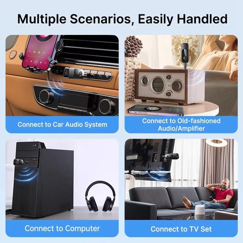 Transmetteur et Récepteur Audio Bluetooth 2 en 1 3,5 mm AUX TF avec Mic Mai2463 - Photo 6/10