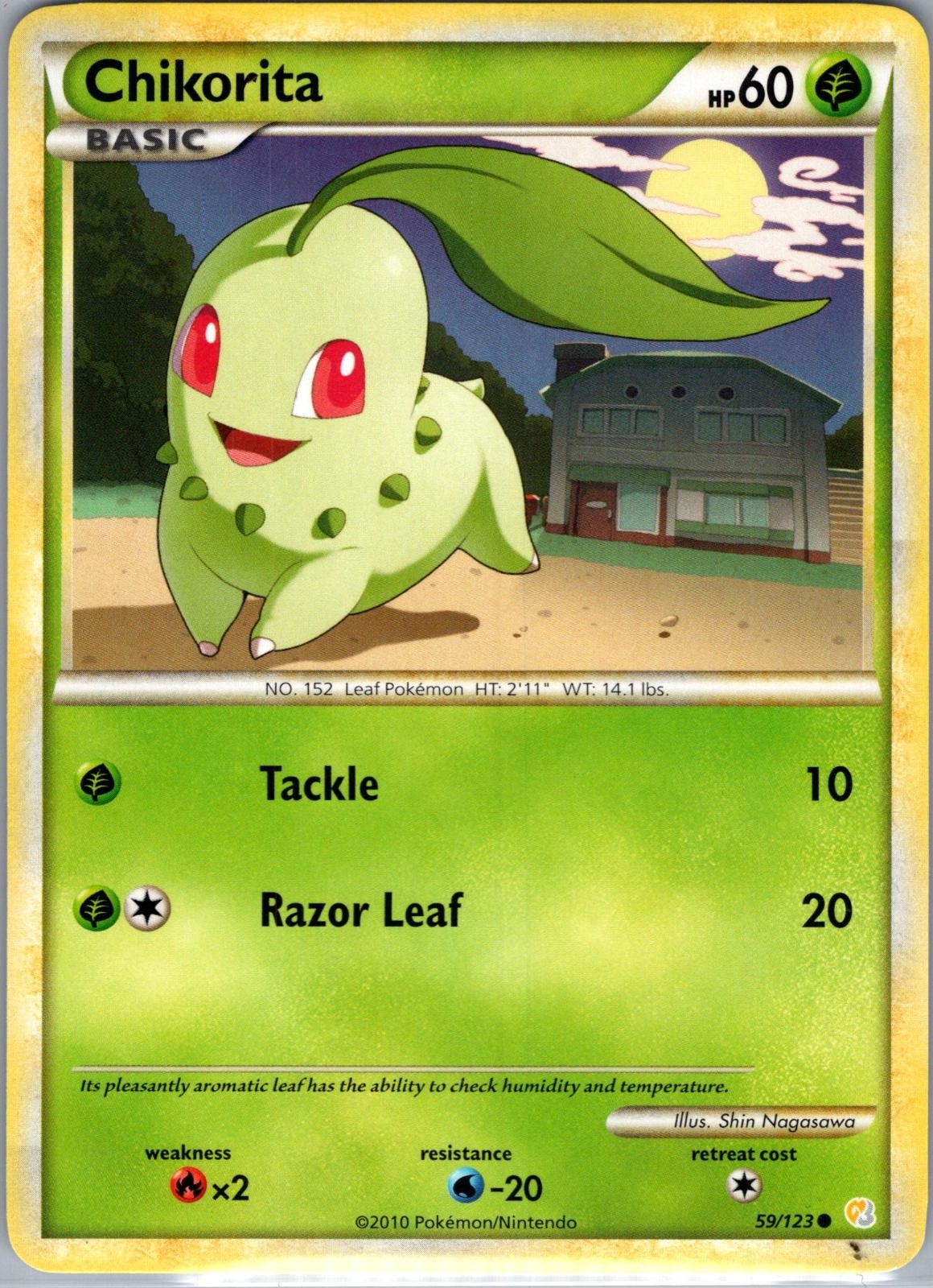 Chikorita 59/123 Common HeartGold & SoulSilver Pokemon Near Mint