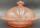 Vintage Jeannette Cherry Blossom Pink Depression Glass Butter Dish w/ Dome Lid