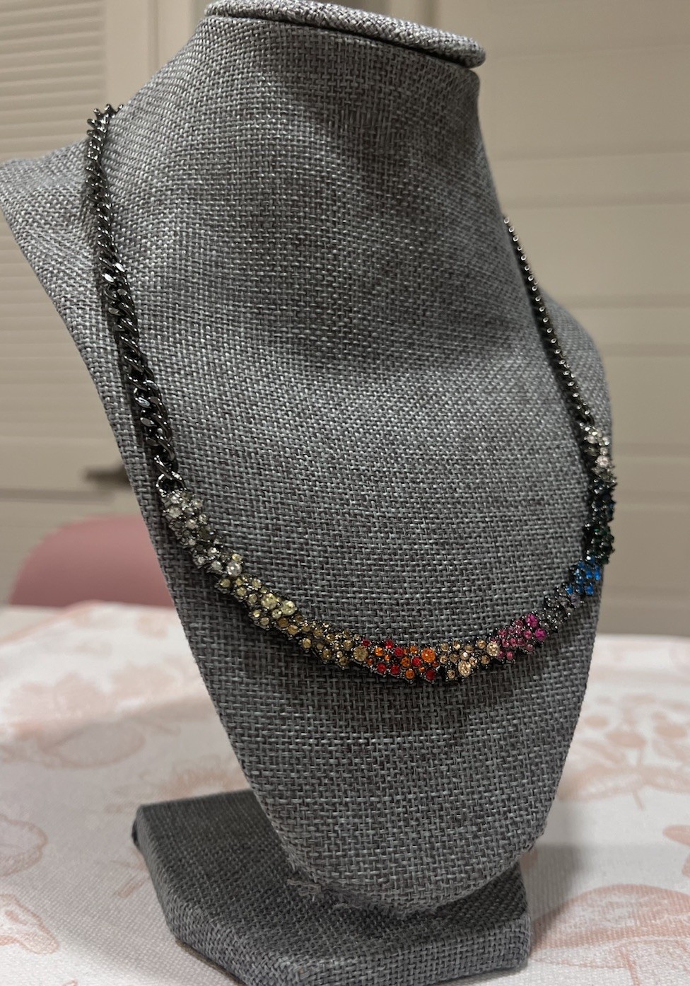 Rhinestone Collar Statement Necklace Signed Logo … - image 6