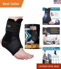 Lightweight Ankle Stabilizer for Injury Recovery - Lace-Up Design, Medium Size