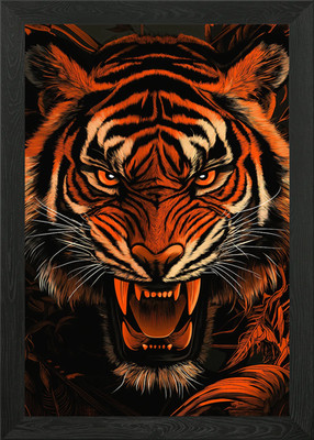 Tiger brüllt gerahmtes Wandbild Poster Leinwanddruck Bild
