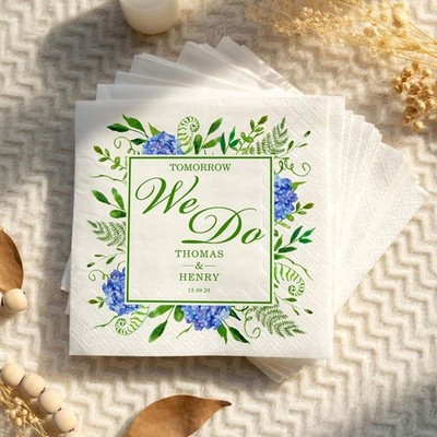 Personalized Wedding Napkins Hydrangea Floral Reception Decor SATTNA0713