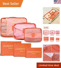 6-Piece Reusable Packing Cubes Set for Travel - Stylish Orange Luggage Organizer