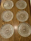 Set of 6 ~ Vintage Federal Windsor Button and Cane 9" Clear Glass Plates