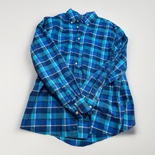 Jos A Bank Executive Collection XL Dress Shirt Dark Blue Checkered 100 Cotton