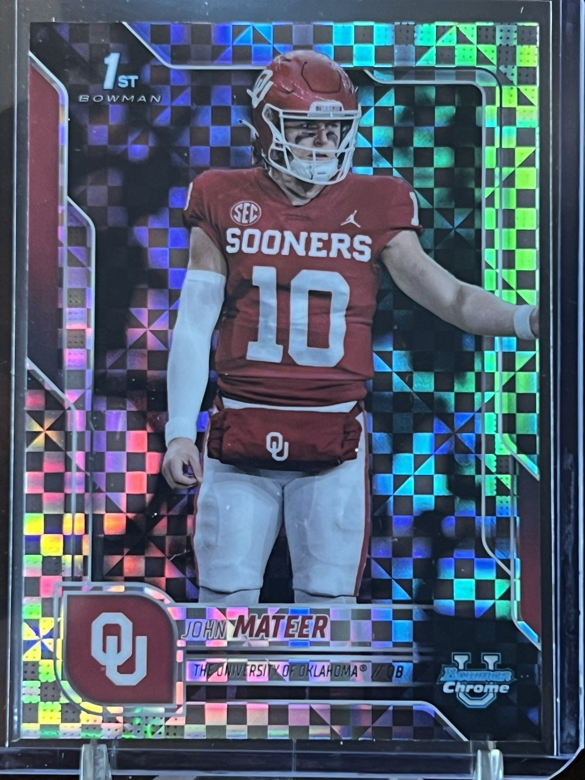 2025 Bowman Chrome University John Mateer 1st X-Fractor Refractor #1 Oklahoma