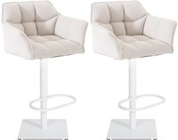 2Er Set Barhocker Damaso Stoff Weiß Weiß